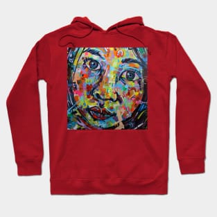 Little In Large Abstract Face Painting | Hidden Rainbow Face Portrait | Abstract Pop Surreal Hoodie